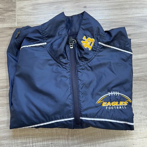 XGrain Jacket Mens Blue Windbreaker Eagle Football Embroidered Quarter Zip L - Picture 13 of 15